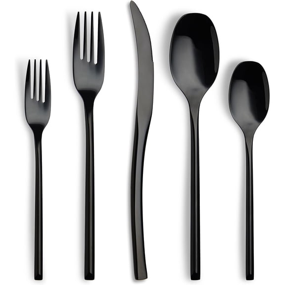 40-Piece Black 18/10 Stainless Steel Flatware Set for 8