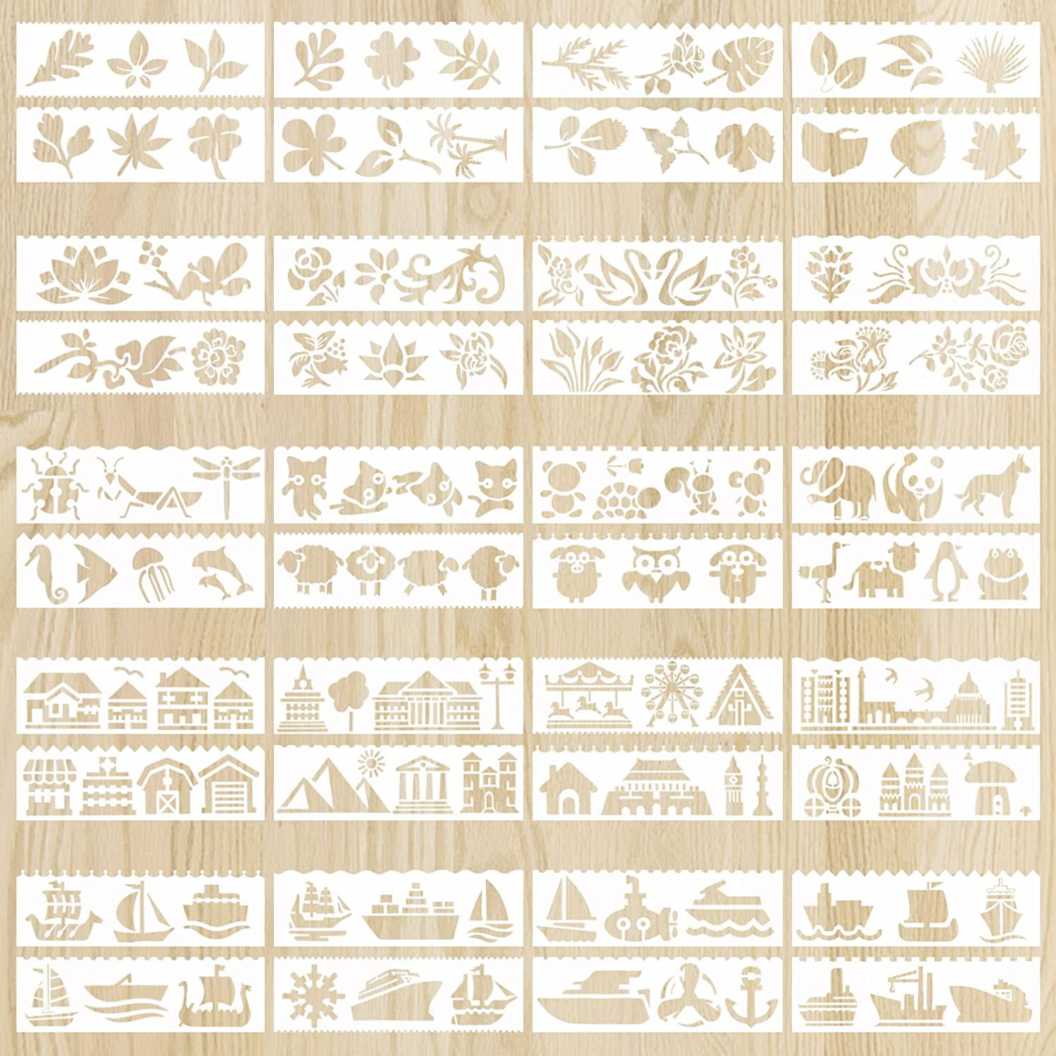 40-Piece Children Painting Stencils Set, Landscape Journal Stencil ...