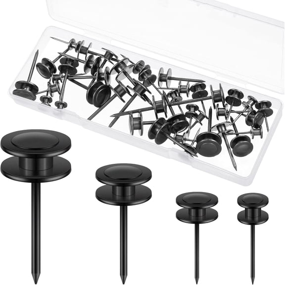 40 Piece Double Headed Picture Hangers Nails 4 Size Long Thumb Tacks for Wall Hanging Decorative Nails Push Pins Picture Hooks for Drywall Photo Decor, 10/20/ 30/ 50lb(Black)