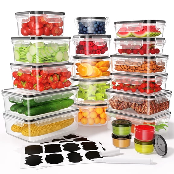 40 Piece Food Storage Container Set Airtight Meal Prep Kitchen Organization