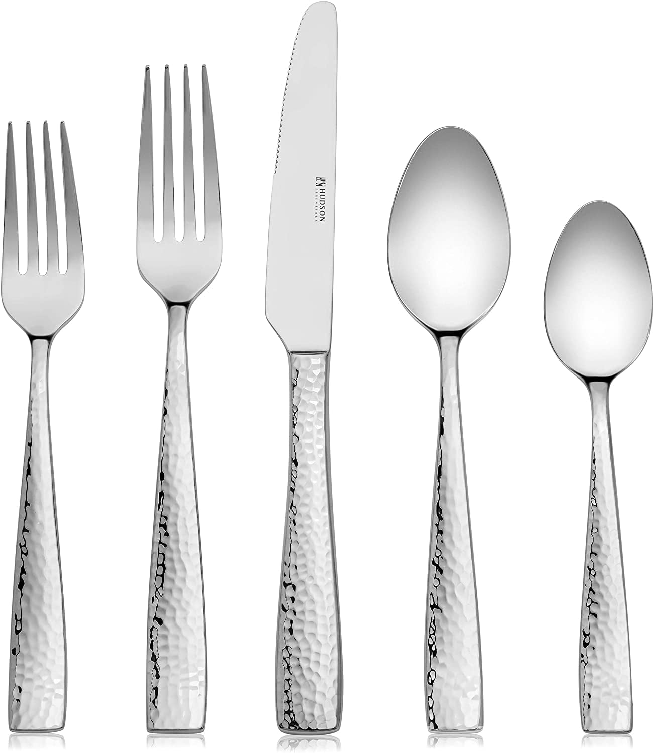 40-Piece Hammered Stainless Steel 18/10 Flatware Silverware Set ...