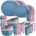 thumbnail image 1 of 40-Piece Kitchen Plastic Dinnerware Set，Modern Dish Set for Apartment Essentials, Travel, Camping& RV, Picnic & Home Party, Reusable Plates Kids Plates and Bowls with Cutlery Set, Grey, 1 of 4