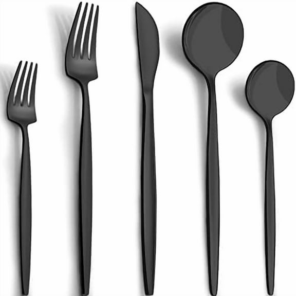 40-Piece Matte Black Silverware Set for 8,  Stainless Steel Flatware Cutlery Set, Cutlery Kitchen Utensils Set for Home Restaurant Apartment, Include Knife Forks and Spoons Silverware Set
