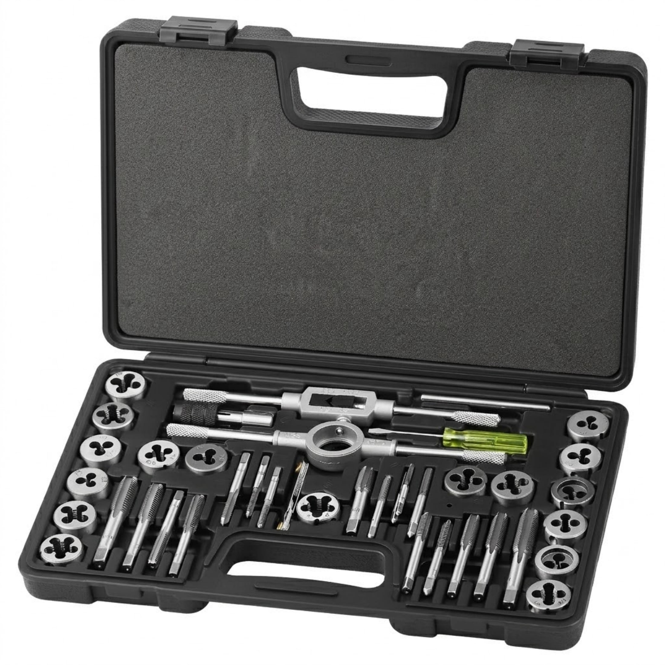 40-Piece Metric Tap and Die Set, M3 to M12 Bearing Steel Threading Tool Kit with Storage Case for Cutting Internal and External Threads