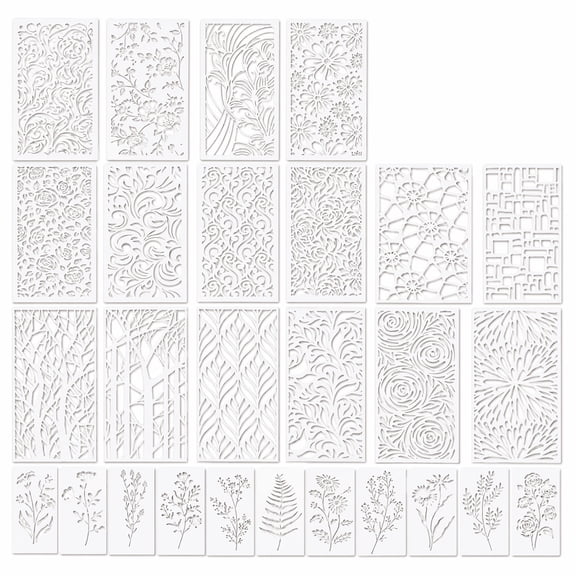 40-Piece Mixed Stencils For Painting, Reusable PET Plastic Craft Templates With Floral And Geometric Patterns For Wood, Wall, Furniture Decor, And DIY Projects.