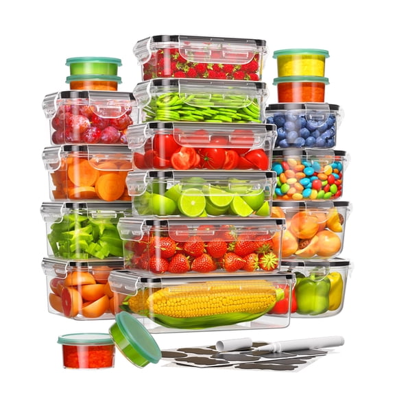 40 Piece Plastic Food Storage Containers with Lids for Kitchen Meal Prep and Organization