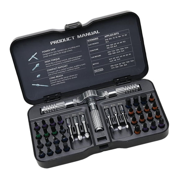 40 Piece Ratcheting Screwdriver Set Ergonomic Handle with Portable Storage Case Tool Kit Suitable for Mechanics Repair