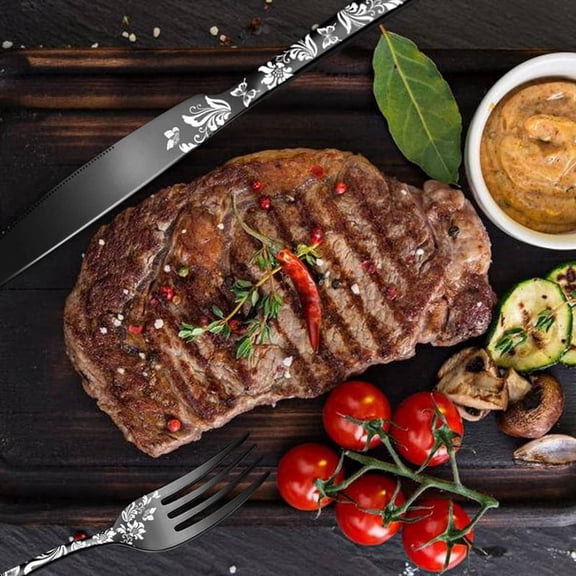 40-Piece Set, Stainless Steel Silverware Cutlery, Pattern Design, Includes Dinner Knives