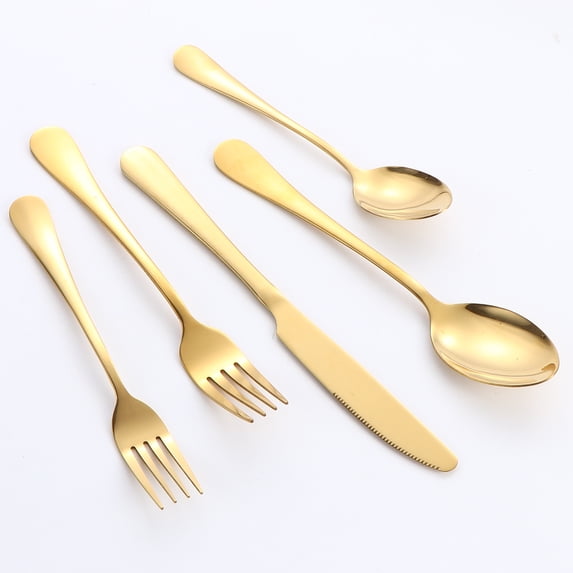 40-Piece Silverware Set for 8, Stainless Steel Flatware Cutlery Set For Home Kitchen Restaurant Hotel, Kitchen Utensils Set, Gold Mirror Polished, Dishwasher Safe