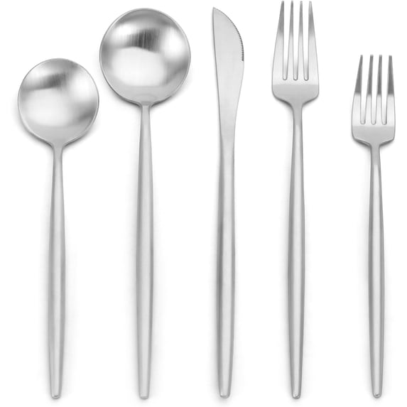40-Piece Silverware Set, Matte Flatware Set for 8, Stainless Steel Tableware Cutlery Set, Utensil Sets for Kitchen, Satin Finish, Dishwasher Safe