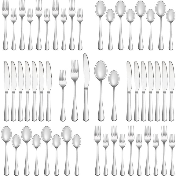 40 Piece Silverware Set Service for 8,Premium Stainless Steel Flatware Set,Mirror Polished Cutlery Utensil Set,Durable Home Kitchen Eating Tableware Set,Include Fork Knife Spoon Set,Dishwasher Safe