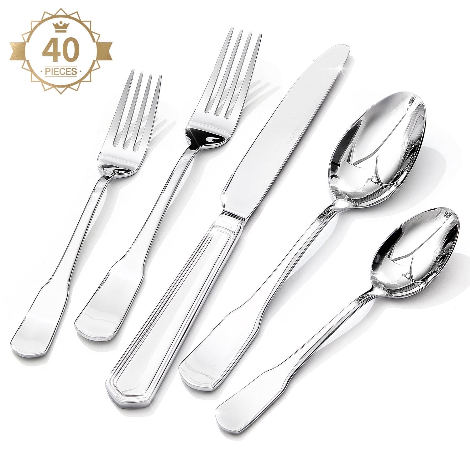 40-Piece Silverware Set, Stainless Steel Flatware Set for 8, Tableware Cutlery Set, Utensil Sets for Home Restaurant, Mirror Finish, Dishwasher Safe
