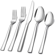 40-Piece Silverware Set, Vesteel Stainless Steel Flatware Set Service for 8, Modern Tableware Cutlery Set for Home and Restaurant, Square Edge & Mirror Finish, Dishwasher Safe