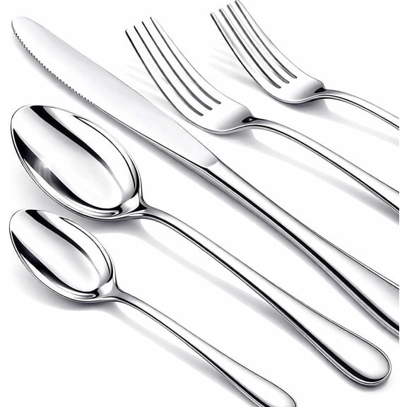 40 Piece Stainless Steel Silverware Set, Heavy Duty Mirror Polished Flatware for 8 People, Reusable Fork Spoon Knife Utensils, Dishwasher Safe for Home Kitchen Daily Use