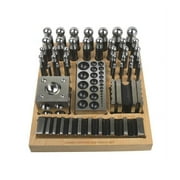40-Piece Steel Dapping and Doming Punch Set with Wooden Block Base Metal Jewelry Forming Craft Tools - FORM-0097