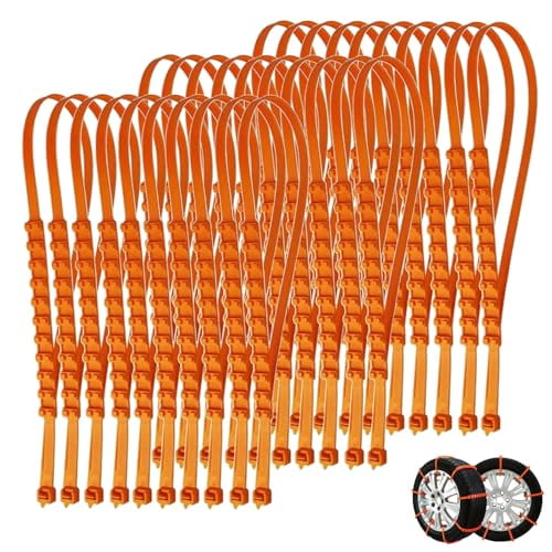 40 Piece Universal Tire Chain Anti Skid Wheel Belts, Universal Reusable Anti-Skid Nylon Tire Chains, Temporary Tire Straps, Reusable Tire Chains, Adjustable Anti-Slip Tire Cables for Snow and Ice