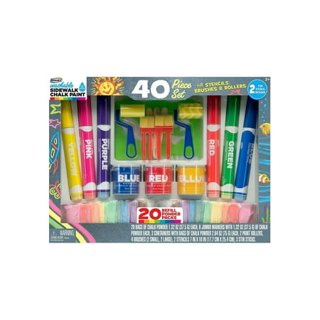 40 Piece Washable Sidewalk Chalk Paint Deluxe Set