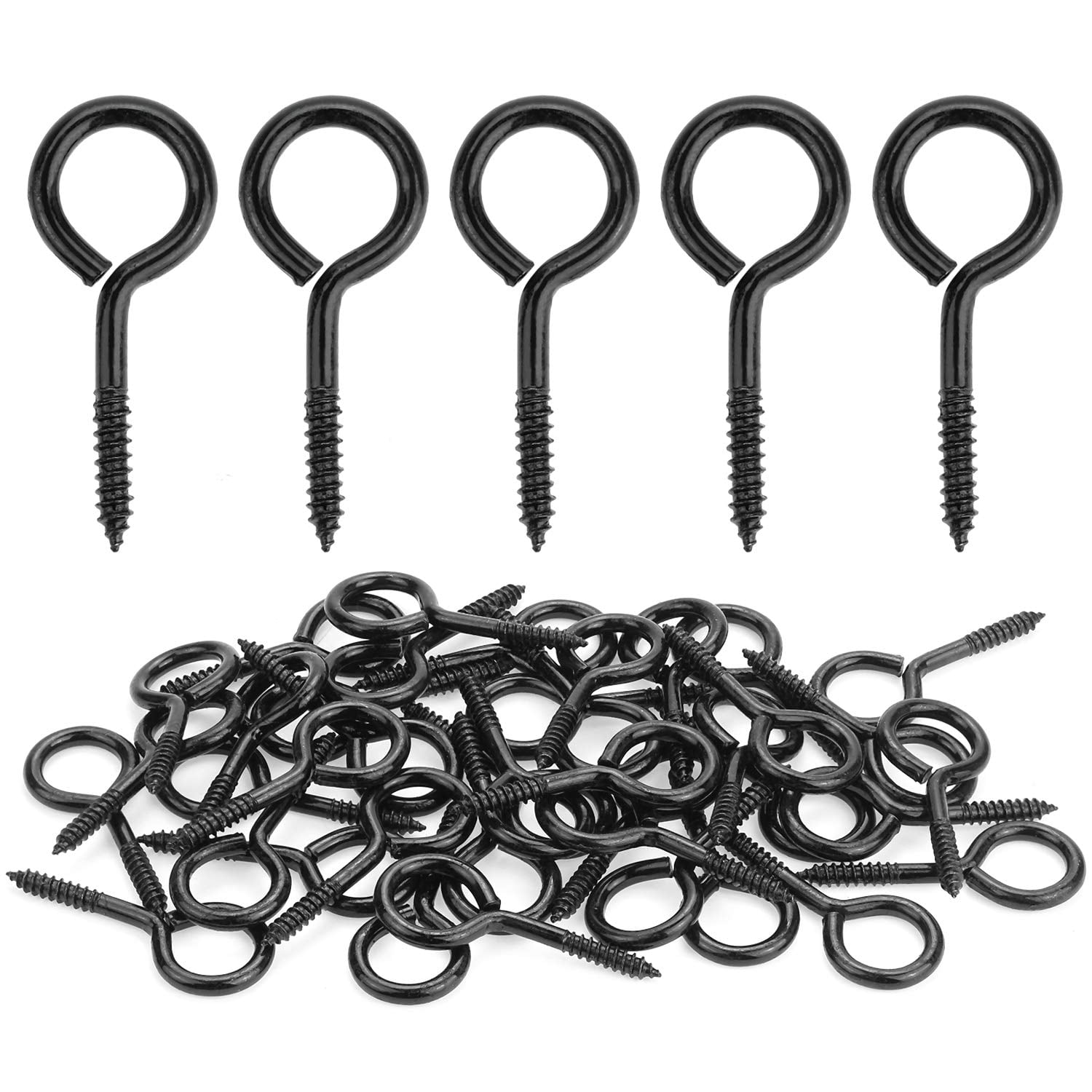 40 Pieces 2 inch Screw Eyes, Black Zinc Plated Steel Screw Eyes, Self