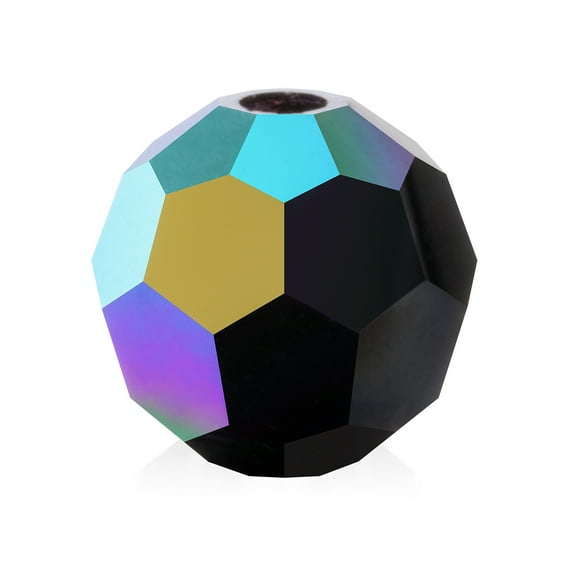 40-Pieces (4mm) Jet AB | Preciosa Crystal Glass Round Simple Beads