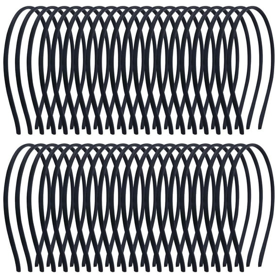40 Pieces 6mm Thin Skinny Black Stain Covered Metal Headbands Simple Plain DIY Craft Hair Bands Accessories for Women Girls Teens Kids Toddlers