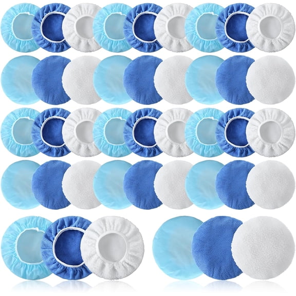 40 Pieces 9'' to 10'' Car Polishing Head, Buffer Pad Bulk, Microfiber Polishing Pad Cover, Track Buffer Polisher Wax Cover, Car Wax Cover for Cleaning and Polishing