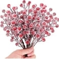40 Pieces Artificial Holly Berry Stems 9" Christmas Berry Picks Sprays Snowy Fake Red Berries for Christmas Tree Branches Fillers Ornaments Valentine DIY Crafts Wedding Home Party Winter Decor