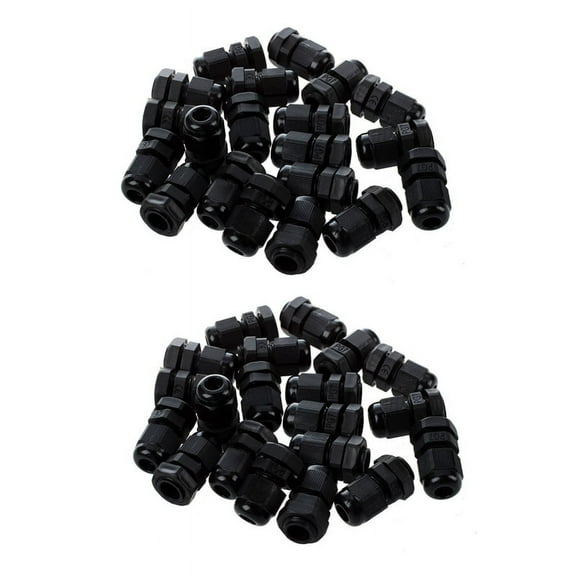 40 Pieces Black Plastic Waterproof Cable Gland Connector PG7,40 x Cable Glands,Black