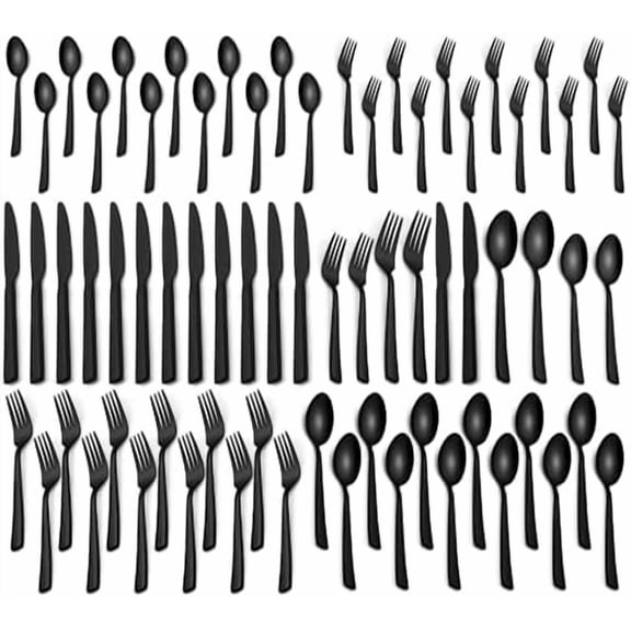 40 Pieces Black Silverware Set,Premium Stainless Steel Flatware Set For 8,  Mirror Polished Tableware Cutlery Set For Home And Restaurant, Include Knife/Spoon And Fork, Dishwasher Safe