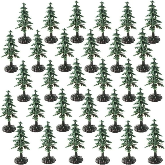 40 Pieces Building Model Christmas Miniature Tree, 2.75 Inch Model Trees Scenery Landscape Pine with Base, Artificial Mini Xmas Trees for Christmas Decor DIY Crafts Micro Road Village