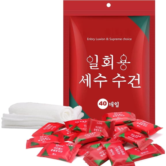 40 Pieces Compressed Towels Tablets, Portable Disposable Cotton Hypoallergenic Dehydrated Expandable