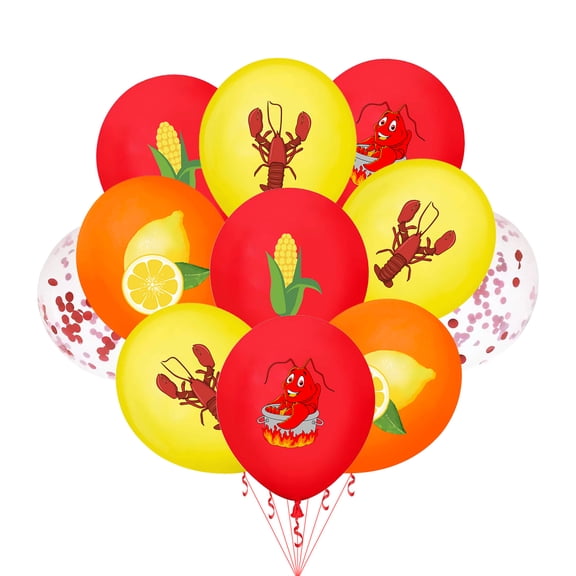 40 Pieces Crawfish Balloons including 12 Inch Latex Balloons and Red Sequin Paper Chip balloon for Birthday Party Decorations,for Crawfish Lovers Party Decorations