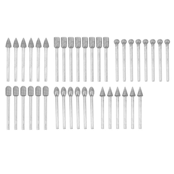 40 Pieces Diamond Burr Bits Stone Carving Set for Rotary Tool with 1/8 Inch Shank for Polishing Engraving Stone