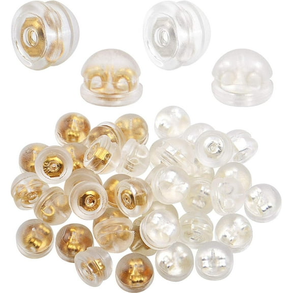40 Pieces Earring Safety Backs Hypoallergenic Stud Earring Stoppers Covered by Silicone,Gold & Silver