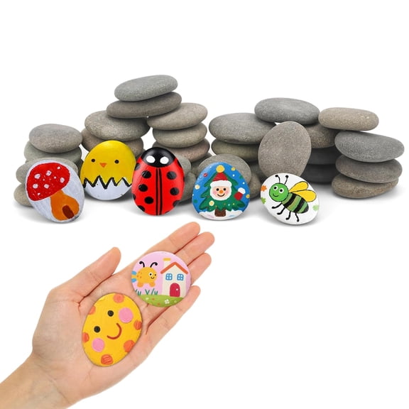 40 Pieces Flat Smooth Natural Painting Rocks, 35 cm Flat Pebbles for Rock Painting DIY Crafts