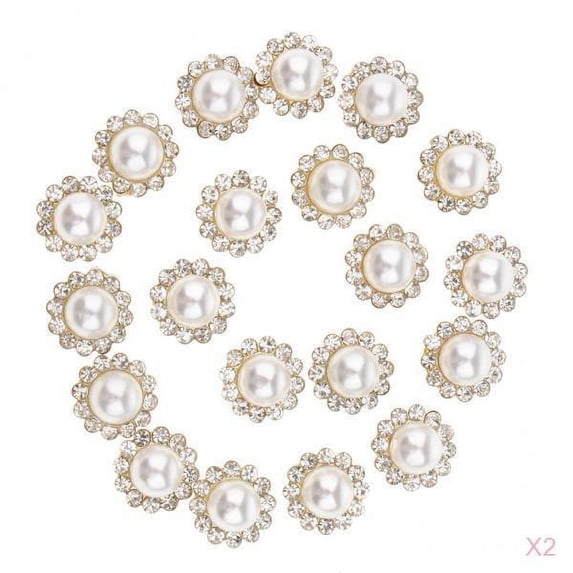 40 Pieces Flatback Embellishment Buttons Faux Pear Flower Wedding Accessories