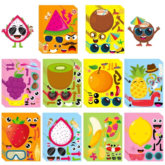 2ooya Diy Cute Fruit Face Stickers for Decorating Book Covers, Walls,40 Sheets
