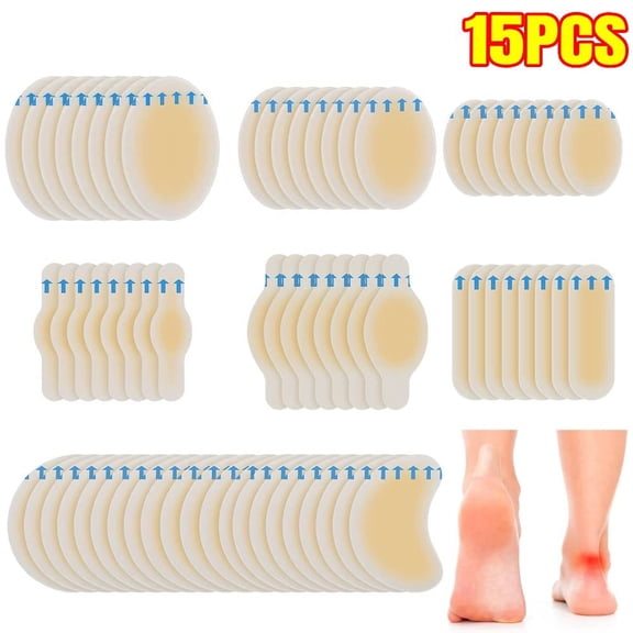 40 Pieces Gel Blister Bandages for Feet, Hydrocolloid Blister Cushions Variety Pack - Waterproof Adhesive Bandages for Fingers, Toes, Heels, Hiking Prevention - 8 Sizes for Blister Care