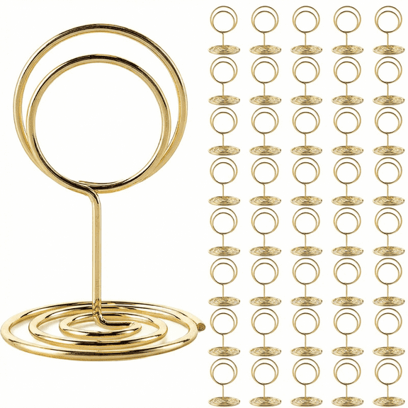 40-Pack Gold Metal Place Card Holders - Tabletop Organizers for Parties, Banquets & Offices