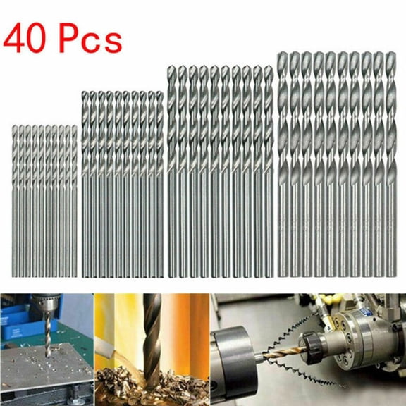 40 Pieces HSS Drill Set, Titanium Coated High Speed Steel Straight Shank for Mini Drills, 0.5mm-2.0mm Assorted Sizes for PCB, Metal, Plastic and Wood Working