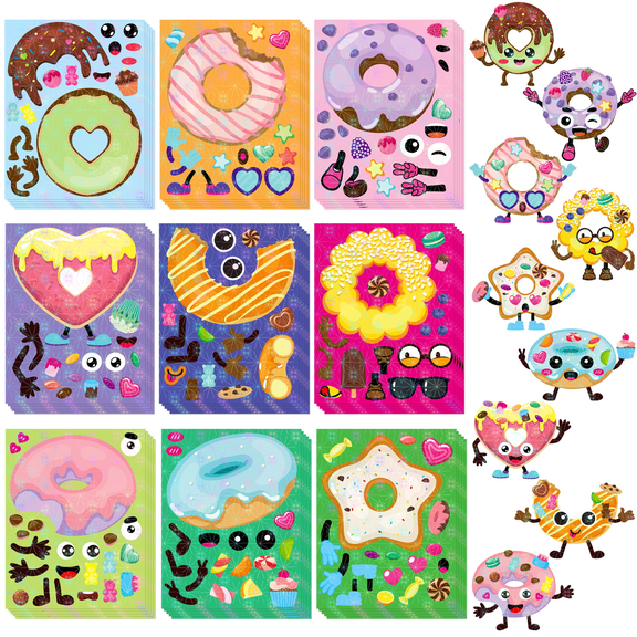 GROBRO7 Ice Cream Face Stickers, 40Pcs Build a Face Sticker, Colorful, for Birthday Party DIY Games