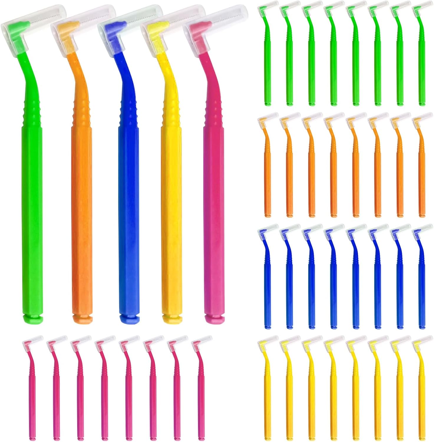 40 Pieces Interdental Brushes,Gap Brush with Non-Slip Handle,Dental Brushes for Between Teeth and Gums,Orthodontic Universal Care Teeth Braces CleaningInterspace Cleaning (5 Colours)