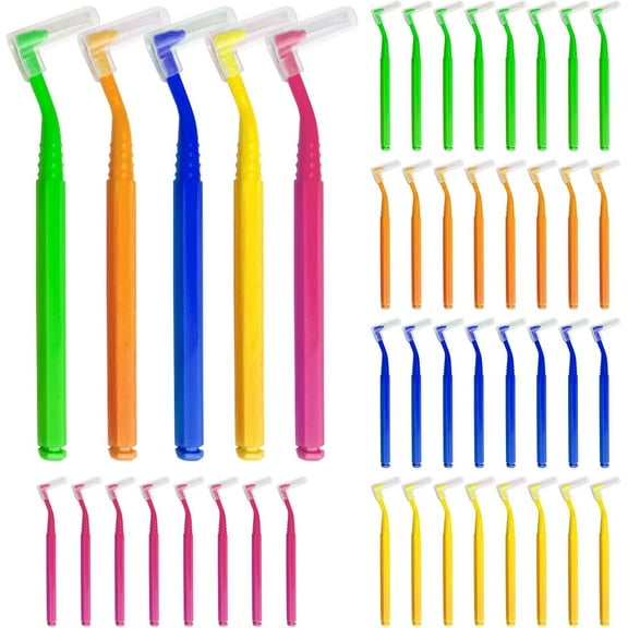 40 Pieces Interdental Brushes,Gap Brush with Non-Slip Handle,Dental Brushes for Between Teeth and Gums,Orthodontic Universal Care Teeth Braces CleaningInterspace Cleaning (5 Colours)