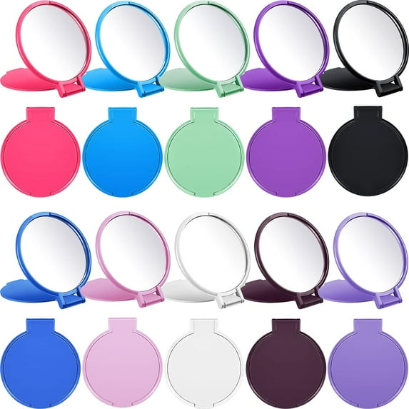 40 Pieces Mini Folding Mirror Round Compact Mirror Portable Pocket Mirror Makeup Small Mirror Vintage Portable Travel Makeup Mirror for Women Girls (Classic Colors Set)