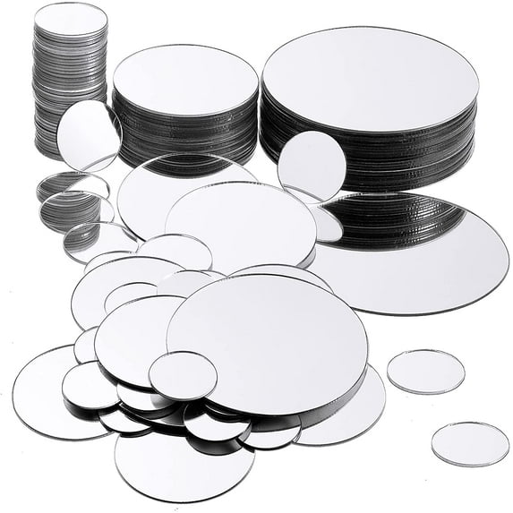 40 Pieces Mini Size Round Mirror Small Round Mirror Adhesive Tiles Home Decoration for Crafts and DIY Projects Supplies(1 Inch, 2 Inch, 3 Inch)