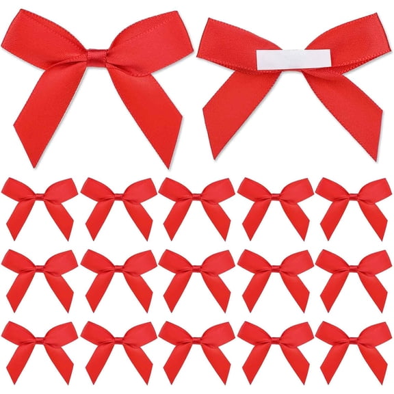 40 Pieces Red Satin Ribbon Bows Self Adhesive for Luxury Gift Wrapping DIY Craft Projects Birthday Christmas Party Gift Bags Treat Bags Favor Bags Holiday Decorations Craft Decoration