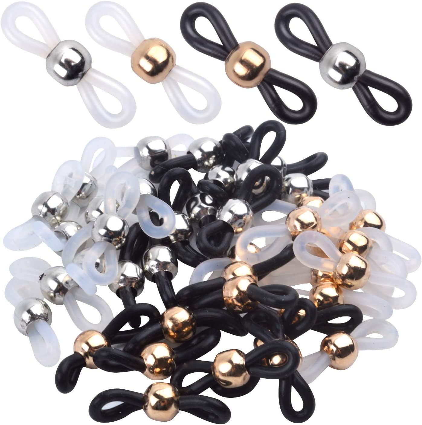 40 Pieces Rubber Adjustable Eyeglass Chain Ends Eyeglasses Strap Holder