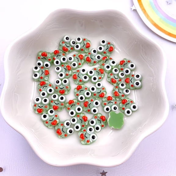 40 Pieces Shiny Green Frog Resin Rhinestones for Nail Art, Scrapbooking & Jewelry Crafts