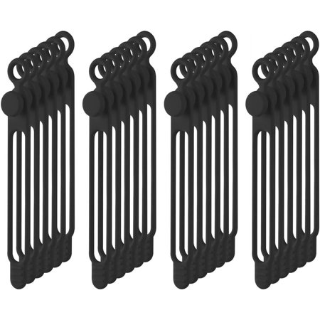 40 Pieces , Silicone , Reusable Holder, , Adjustable , Multi- Cable Organisation, Black