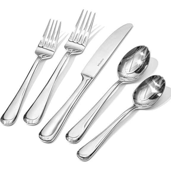 40 Pieces Silverware Set for 8, Premium Stainless Steel Flatware Set, Heavy Duty and Modern Design Cutlery Set, Mirror Polished, Dishwasher Safe