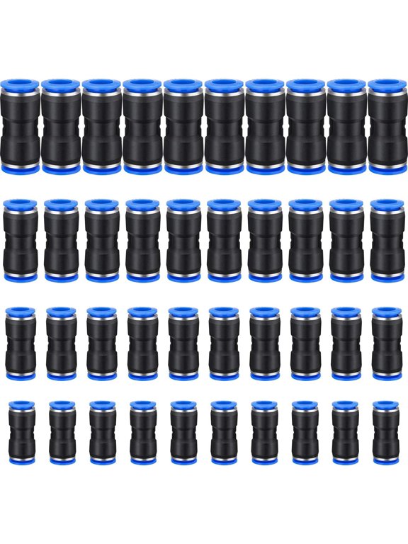 40 Pieces Straight Push Connectors, Push To Connect Fittings Quick Release Pneumatic Connectors Air Line Fittings Connect Air Hose Fittings, 2 Way